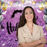 Aperturee - Boo Balloons And Purple Bokeh Halloween Backdrop